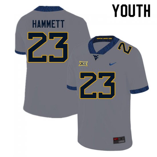 Youth West Virginia Mountaineers NCAA #23 Ja'Corey Hammett Gray Authentic Nike Stitched College Football Jersey FZ15T38JY